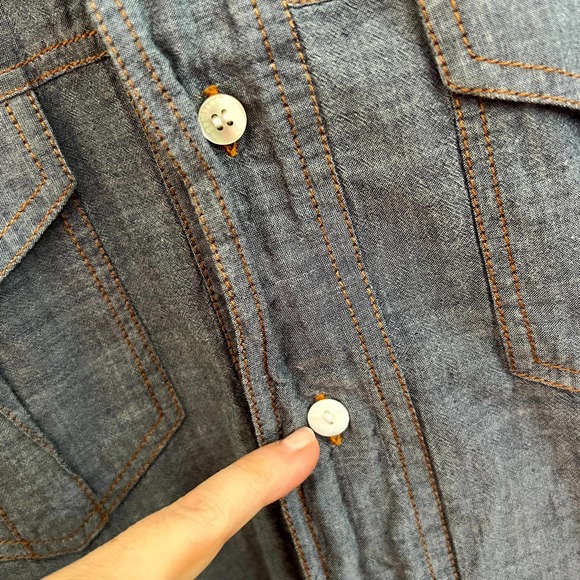 John Galliano Blue Chambray Button Down Shirt With Pop Art Hand Painted … - Picture 12 of 12
